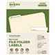 Avery EcoFriendly File Folder Label - 21/32" Width - Permanent Adhesive - Rectangle - Laser, Inkjet - Matte - White - Paper - 30