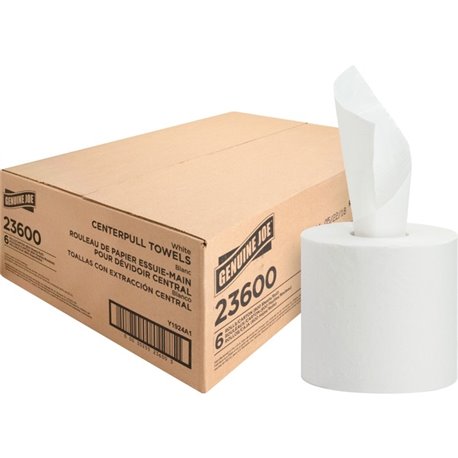 Genuine Joe Centerpull Paper Towels - 2 Ply - 600 Sheets/Roll - 3.02" Core - White - Fiber - 6 / Carton