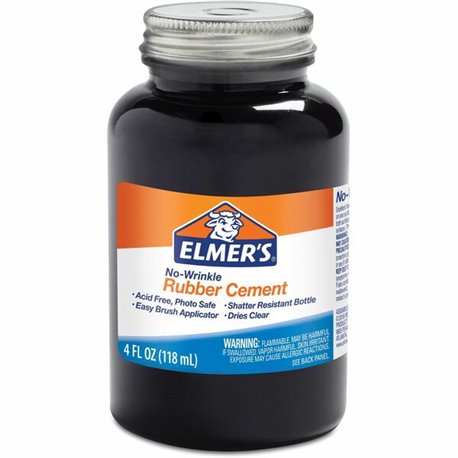 Elmer's ROSS 4 oz Bottle Rubber Cement with Brush - 4 oz - 1 Each - Brown