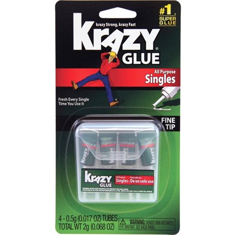 Elmer's Single-use Tubes Instant Krazy Glue - 4 / Pack - White