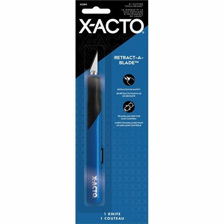 X-Acto Retract-A-Blade No. 1 Knife - Carbon Steel Blade - Retractable, Comfortable Grip, Anti-roll, Durable, Replaceable Blade -