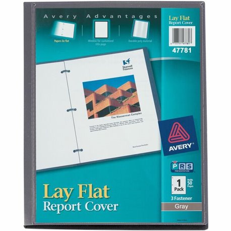 Avery Letter Report Cover - 1/2" Folder Capacity - 8 1/2" x 11" - 50 Sheet Capacity - 3 Fastener(s) - Polypropylene - Clear, Gra