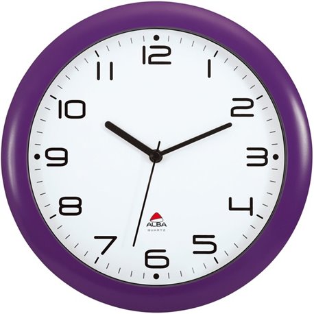 Alba Wall Clock - Analog - Quartz - White Main Dial - Purple - Classic Style