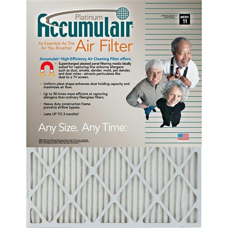 Accumulair Platinum Air Filter - For Air Conditioner, Furnace - Remove Mold Spores, Removes Mildew, Remove Bacteria, Remove Micr