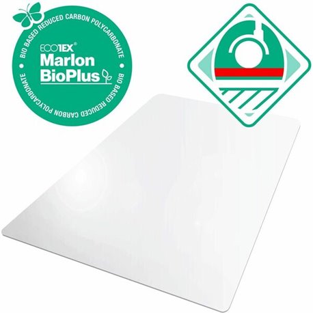 Floortex Ecotex BioPlus Eco Friendly Carbon Neutral Polycarbonate Chair Mat for Hard Floors - 35" x 47" - Clear Rectangular Marl