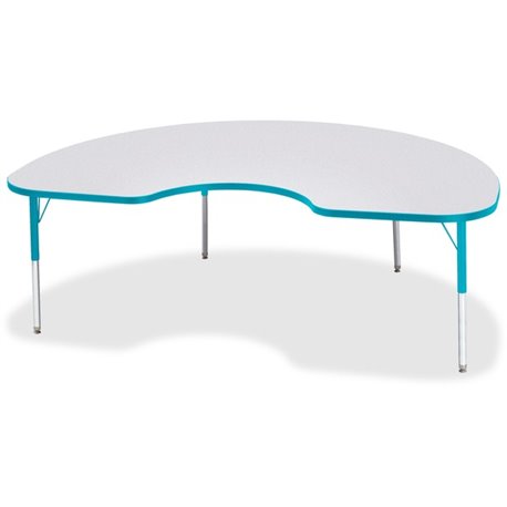 Jonti-Craft Berries Elementary Height Color Edge Kidney Table - For - Table TopLaminated Kidney-shaped, Teal Top - Four Leg Base