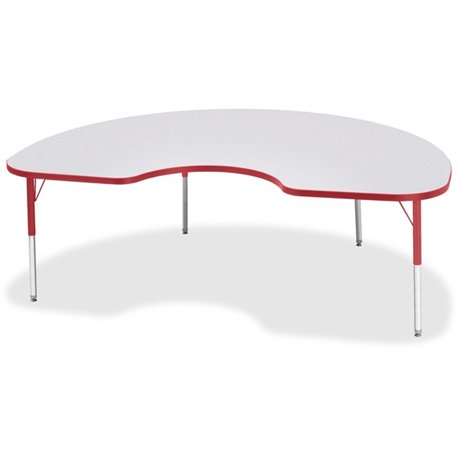 Jonti-Craft Berries Elementary Height Color Edge Kidney Table - For - Table TopLaminated Kidney-shaped, Red Top - Four Leg Base 