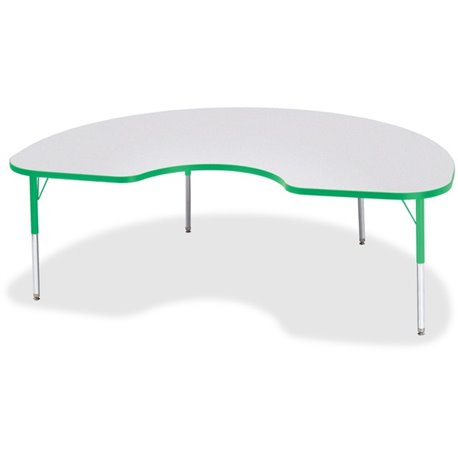 Jonti-Craft Berries Elementary Gray Laminate Kidney Table - For - Table TopGreen Kidney-shaped, Laminated Top - Four Leg Base - 