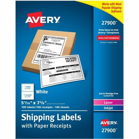 Avery Removable I.D. Laser/Inkjet Labels - 1" Width x 2 5/8" Length - Removable Adhesive - Rectangle - Laser, Inkjet - White - P