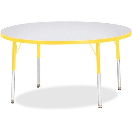 Jonti-Craft Berries Adult Height Color Edge Round Table - For - Table TopLaminated Round, Yellow Top - Four Leg Base - 4 Legs - 