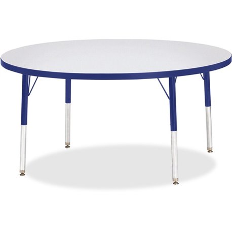 Jonti-Craft Berries Elementary Height Color Edge Round Table - For - Table TopBlue Round Top - Four Leg Base - 4 Legs - Height A