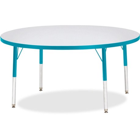 Jonti-Craft Berries Elementary Height Color Edge Round Table - For - Table TopTeal Round Top - Four Leg Base - 4 Legs - Height A