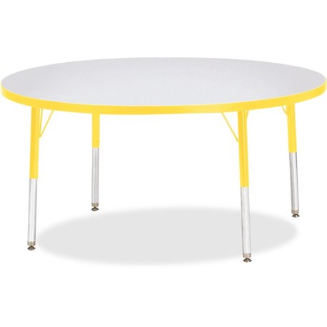 Jonti-Craft Berries Elementary Height Color Edge Round Table - For - Table TopYellow Round Top - Four Leg Base - 4 Legs - Height