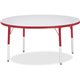 Jonti-Craft Berries Elementary Height Color Edge Round Table - For - Table TopRed Round Top - Four Leg Base - 4 Legs - Height Ad