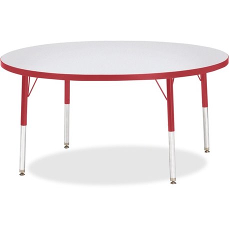 Jonti-Craft Berries Elementary Height Color Edge Round Table - For - Table TopRed Round Top - Four Leg Base - 4 Legs - Height Ad