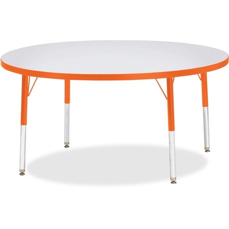 Jonti-Craft Berries Elementary Height Color Edge Round Table - For - Table TopOrange Round Top - Four Leg Base - 4 Legs - Height