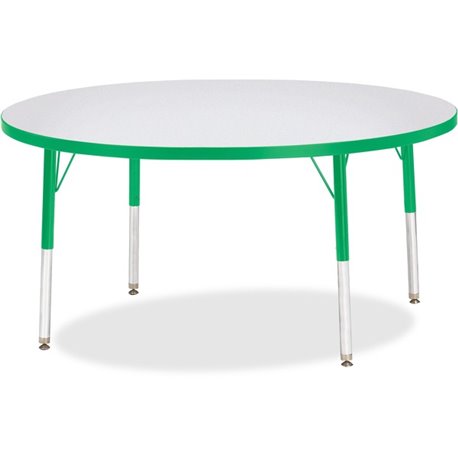 Jonti-Craft Berries Elementary Height Color Edge Round Table - For - Table TopGreen Round Top - Four Leg Base - 4 Legs - Height 