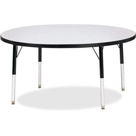 Jonti-Craft Berries Elementary Height Color Edge Round Table - For - Table TopBlack Round Top - Four Leg Base - 4 Legs - Height 