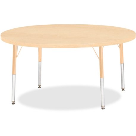 Jonti-Craft Berries Elementary Height Maple Top/Edge Round Table - For - Table TopLaminated Round, Maple Top - Four Leg Base - 4