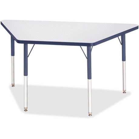 Jonti-Craft Berries Adult-Size Gray Laminate Trapezoid Table - For - Table TopLaminated Trapezoid, Navy Top - Four Leg Base - 4 