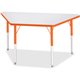 Jonti-Craft Berries Adult-Size Gray Laminate Trapezoid Table - For - Table TopLaminated Trapezoid, Orange Top - Four Leg Base - 