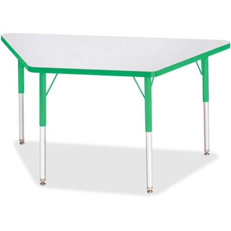 Jonti-Craft Berries Adult-Size Gray Laminate Trapezoid Table - For - Table TopGreen Trapezoid, Laminated Top - Four Leg Base - 4