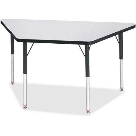 Jonti-Craft Berries Adult-Size Gray Laminate Trapezoid Table - For - Table TopBlack Trapezoid, Laminated Top - Four Leg Base - 4