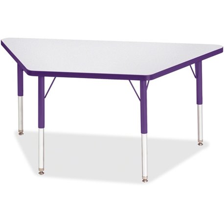 Jonti-Craft Berries Elementary Height Prism Edge Trapezoid Table - For - Table TopLaminated Trapezoid, Purple Top - Four Leg Bas