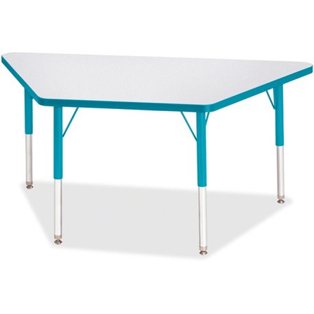 Jonti-Craft Berries Elementary Height Prism Edge Trapezoid Table - For - Table TopLaminated Trapezoid, Teal Top - Four Leg Base 