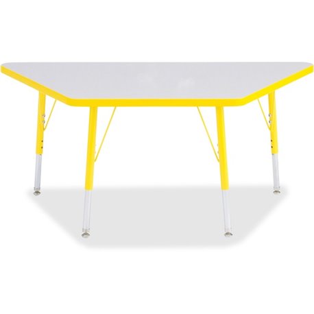 Jonti-Craft Berries Elementary Height Prism Edge Trapezoid Table - For - Table TopLaminated Trapezoid, Yellow Top - Four Leg Bas