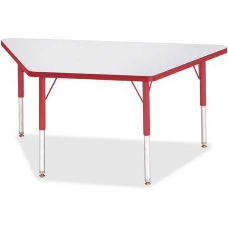 Jonti-Craft Berries Elementary Height Prism Edge Trapezoid Table - For - Table TopLaminated Trapezoid, Red Top - Four Leg Base -