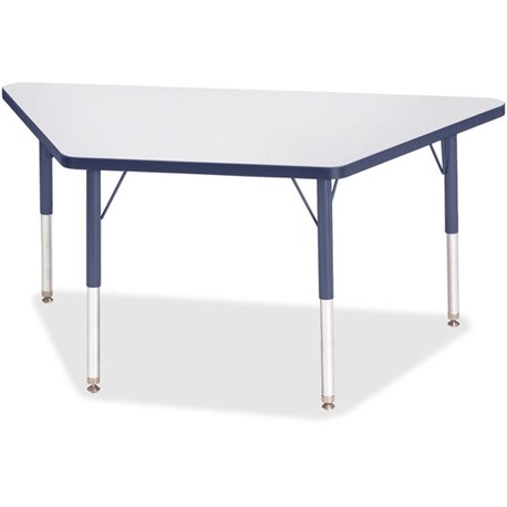 Jonti-Craft Berries Elementary Height Prism Edge Trapezoid Table - For - Table TopLaminated Trapezoid, Navy Top - Four Leg Base 