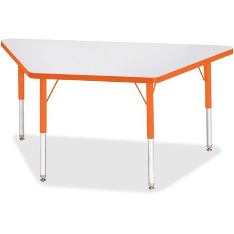 Jonti-Craft Berries Elementary Height Prism Edge Trapezoid Table - For - Table TopLaminated Trapezoid, Orange Top - Four Leg Bas