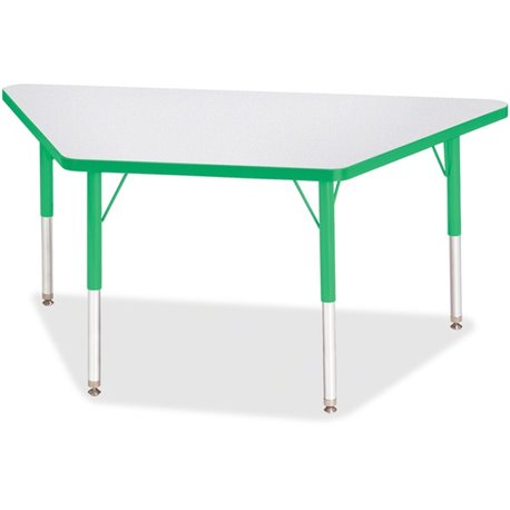 Jonti-Craft Berries Elementary Height Prism Edge Trapezoid Table - For - Table TopGreen Trapezoid, Laminated Top - Four Leg Base