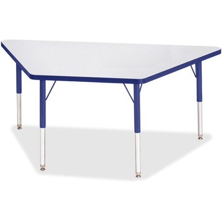 Jonti-Craft Berries Elementary Height Prism Edge Trapezoid Table - For - Table TopBlue Trapezoid, Laminated Top - Four Leg Base 