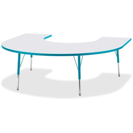 Jonti-Craft Berries Prism Horseshoe Student Table - For - Table TopLaminated Horseshoe-shaped, Teal Top - Four Leg Base - 4 Legs