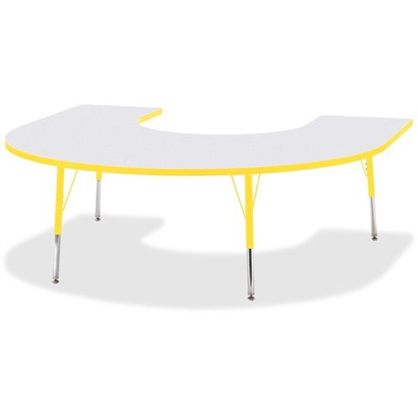 Jonti-Craft Berries Prism Horseshoe Student Table - For - Table TopLaminated Horseshoe-shaped, Yellow Top - Four Leg Base - 4 Le