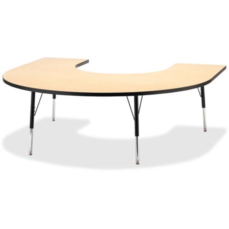 Jonti-Craft Berries Adult Black Edge Horseshoe Table - For - Table TopLaminated Horseshoe-shaped, Maple Top - Four Leg Base - 4 