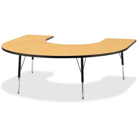 Jonti-Craft Berries Adult Black Edge Horseshoe Table - For - Table TopBlack Oak Horseshoe-shaped, Laminated Top - Four Leg Base 