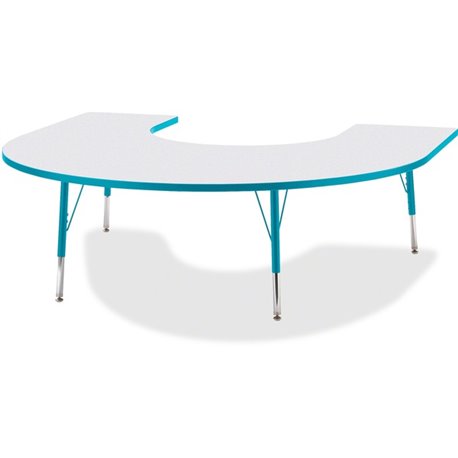 Jonti-Craft Berries Elementary Height Prism Edge Horseshoe Table - For - Table TopLaminated Horseshoe-shaped, Teal Top - Four Le