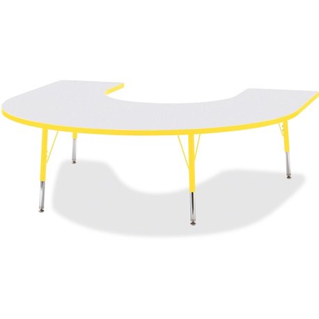 Jonti-Craft Berries Elementary Height Prism Edge Horseshoe Table - For - Table TopLaminated Horseshoe-shaped, Yellow Top - Four 