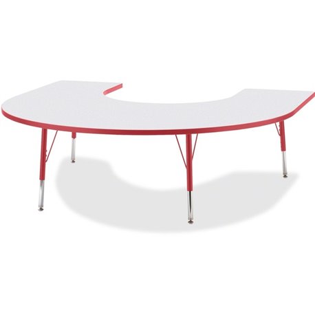 Jonti-Craft Berries Elementary Height Prism Edge Horseshoe Table - For - Table TopLaminated Horseshoe-shaped, Red Top - Four Leg