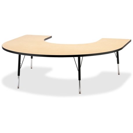 Jonti-Craft Berries Elementary Black Edge Horseshoe Table - For - Table TopLaminated Horseshoe-shaped, Maple Top - Four Leg Base