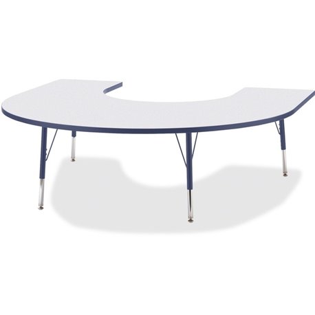 Jonti-Craft Berries Elementary Height Prism Edge Horseshoe Table - For - Table TopLaminated Horseshoe-shaped, Navy Top - Four Le