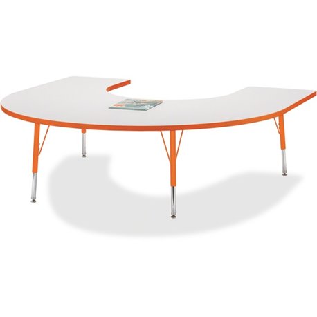 Jonti-Craft Berries Elementary Height Prism Edge Horseshoe Table - For - Table TopLaminated Horseshoe-shaped, Orange Top - Four 