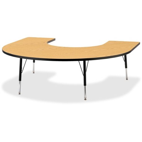 Jonti-Craft Berries Elementary Black Edge Horseshoe Table - For - Table TopBlack Oak Horseshoe-shaped, Laminated Top - Four Leg 