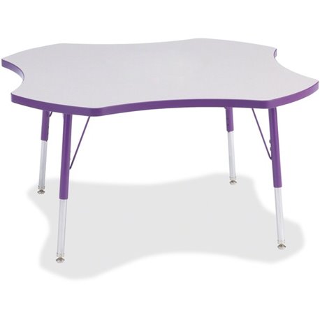 Jonti-Craft Berries Prism Four-Leaf Student Table - For - Table TopLaminated, Purple Top - Four Leg Base - 4 Legs - Height Adjus