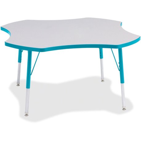 Jonti-Craft Berries Prism Four-Leaf Student Table - For - Table TopLaminated, Teal Top - Four Leg Base - 4 Legs - Height Adjusta