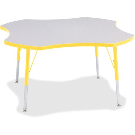 Jonti-Craft Berries Prism Four-Leaf Student Table - For - Table TopLaminated, Yellow Top - Four Leg Base - 4 Legs - Height Adjus