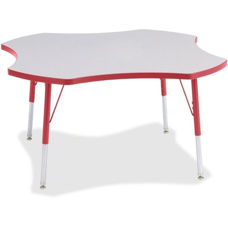 Jonti-Craft Berries Prism Four-Leaf Student Table - For - Table TopLaminated, Red Top - Four Leg Base - 4 Legs - Height Adjustab